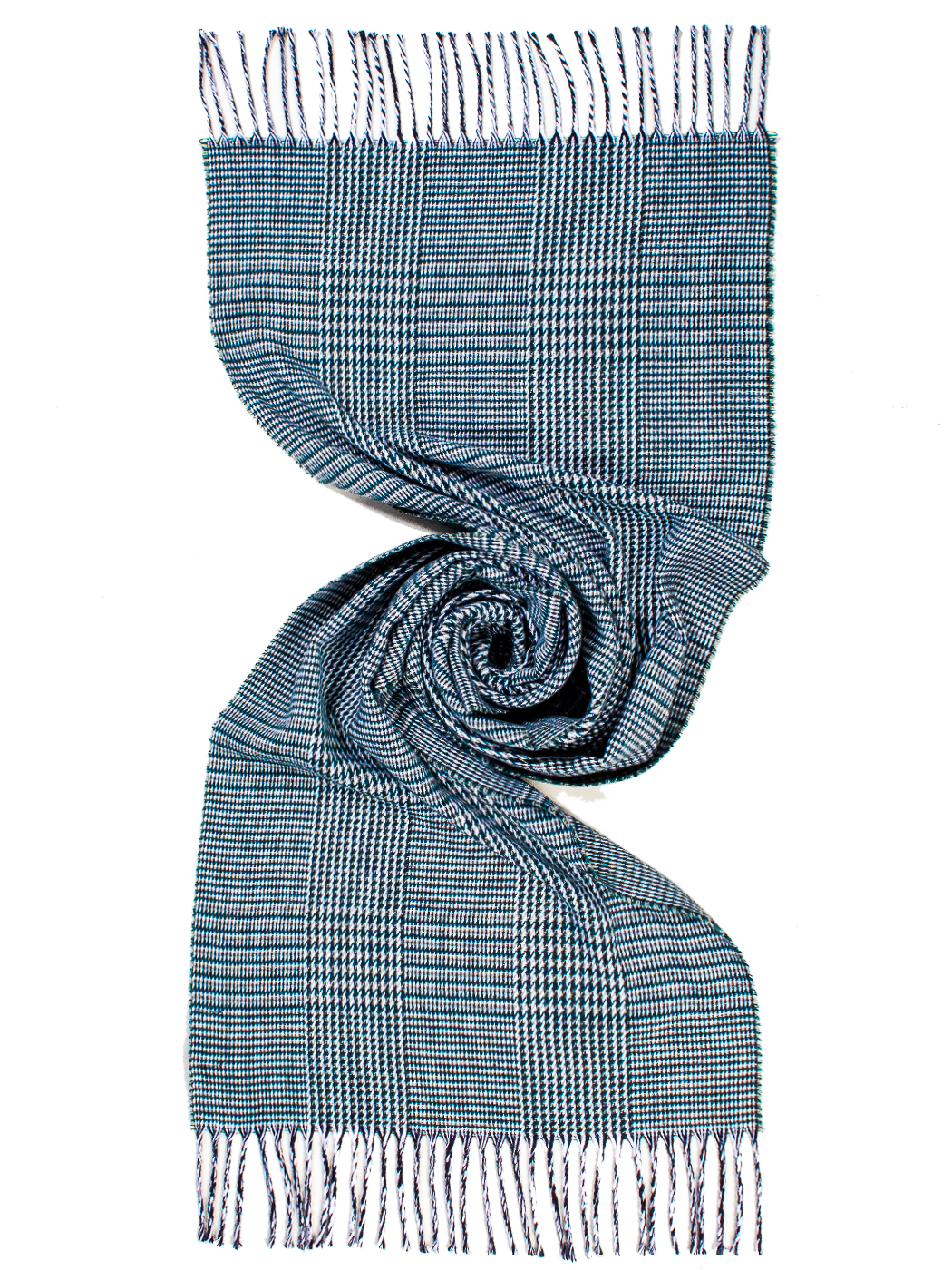 STOLA JACQUARD SCOTTISH CON FRANGE 50%CO 50%PC MADE IN ITALY      